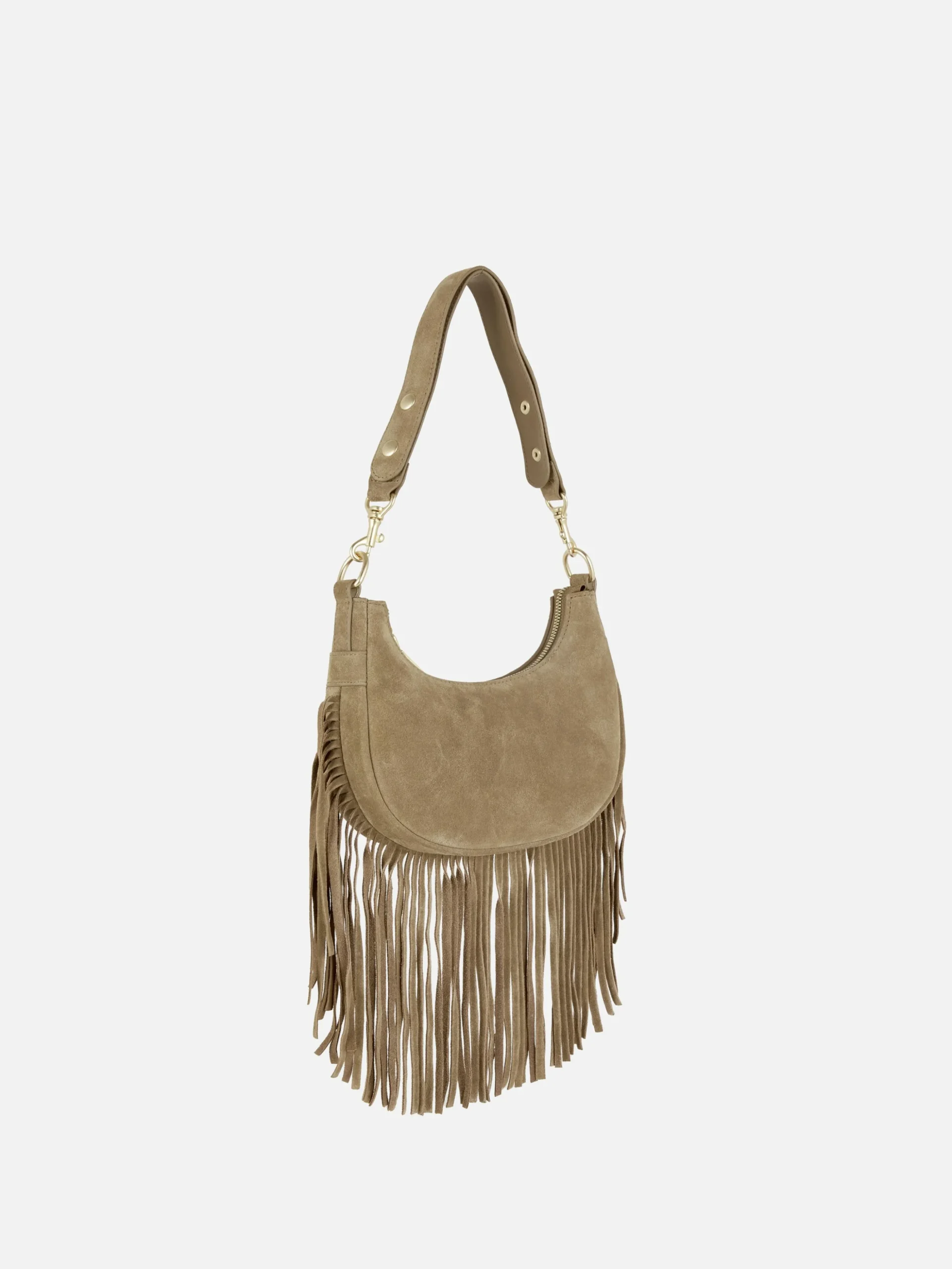 Rita Ora Fringed Suede Shoulder Bag