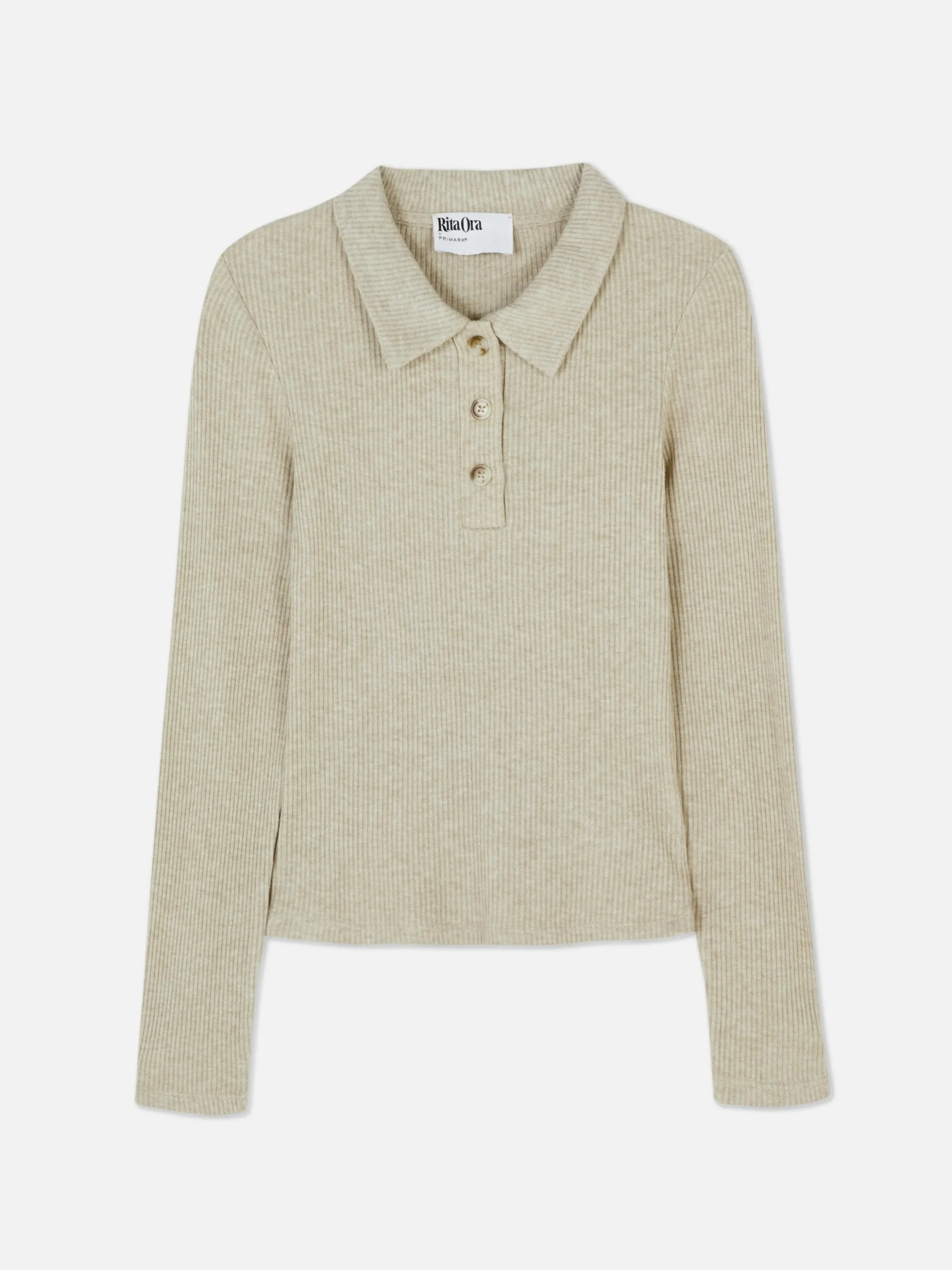 Rita Ora Long Sleeve Ribbed Polo