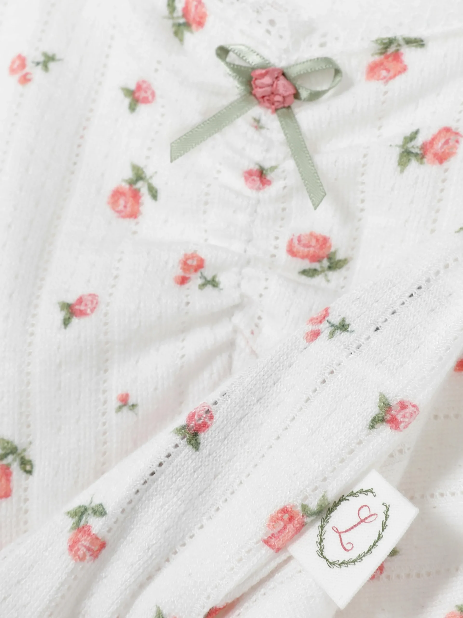 Rose Pointelle Long Sleeve Pajama Top