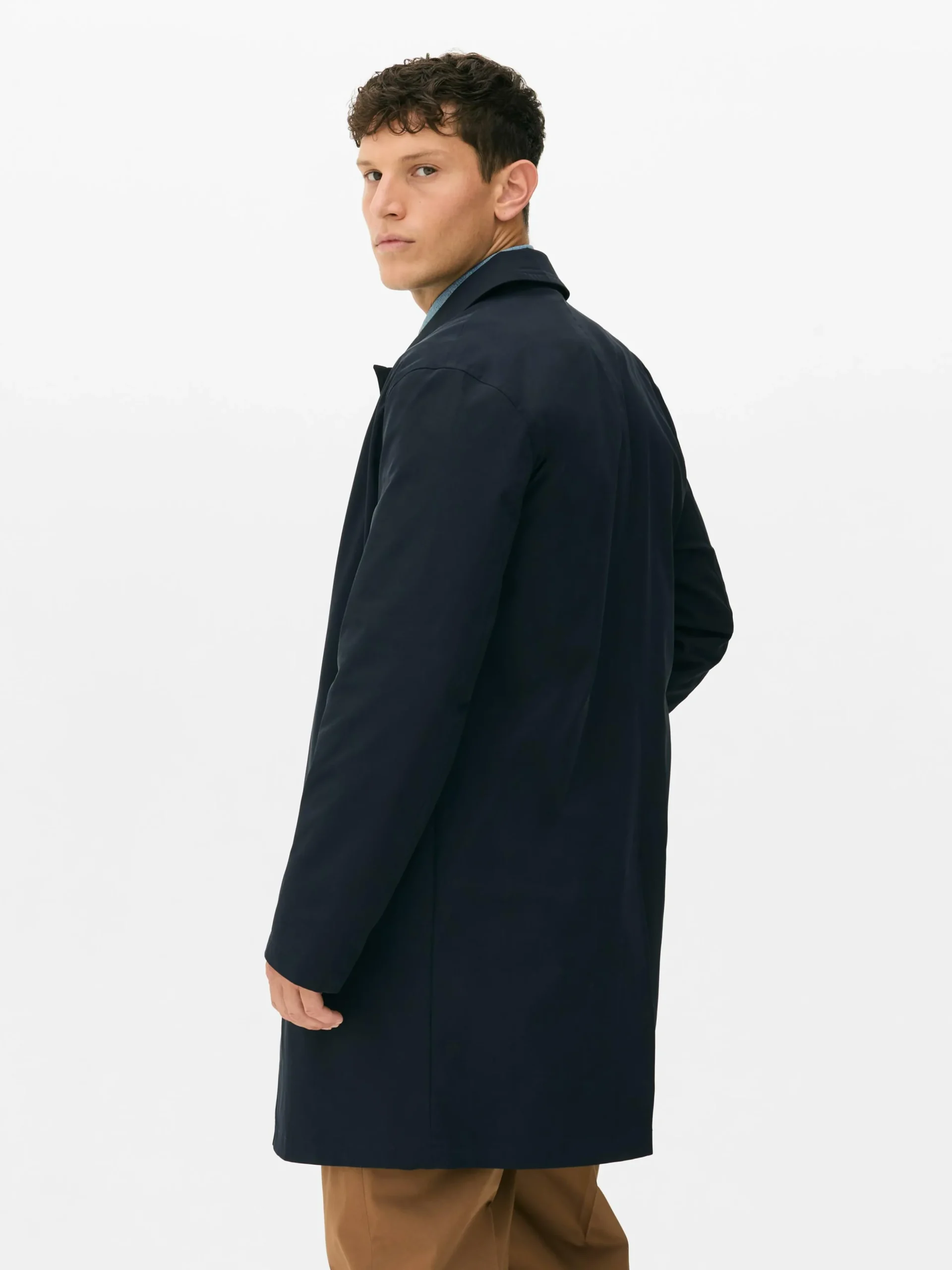 Single-Breasted Long Raincoat