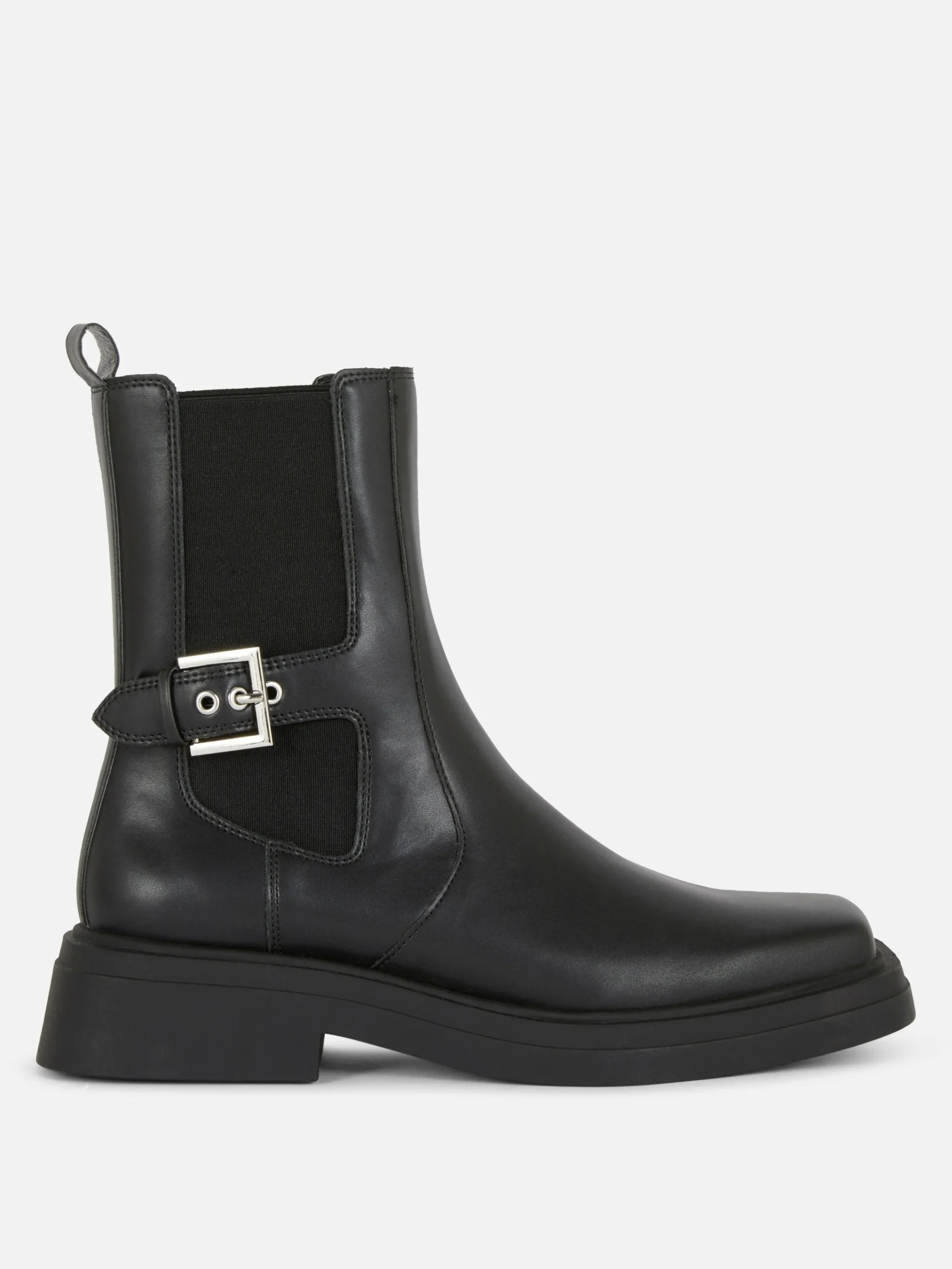 Square Toe Faux Leather Chelsea Boots
