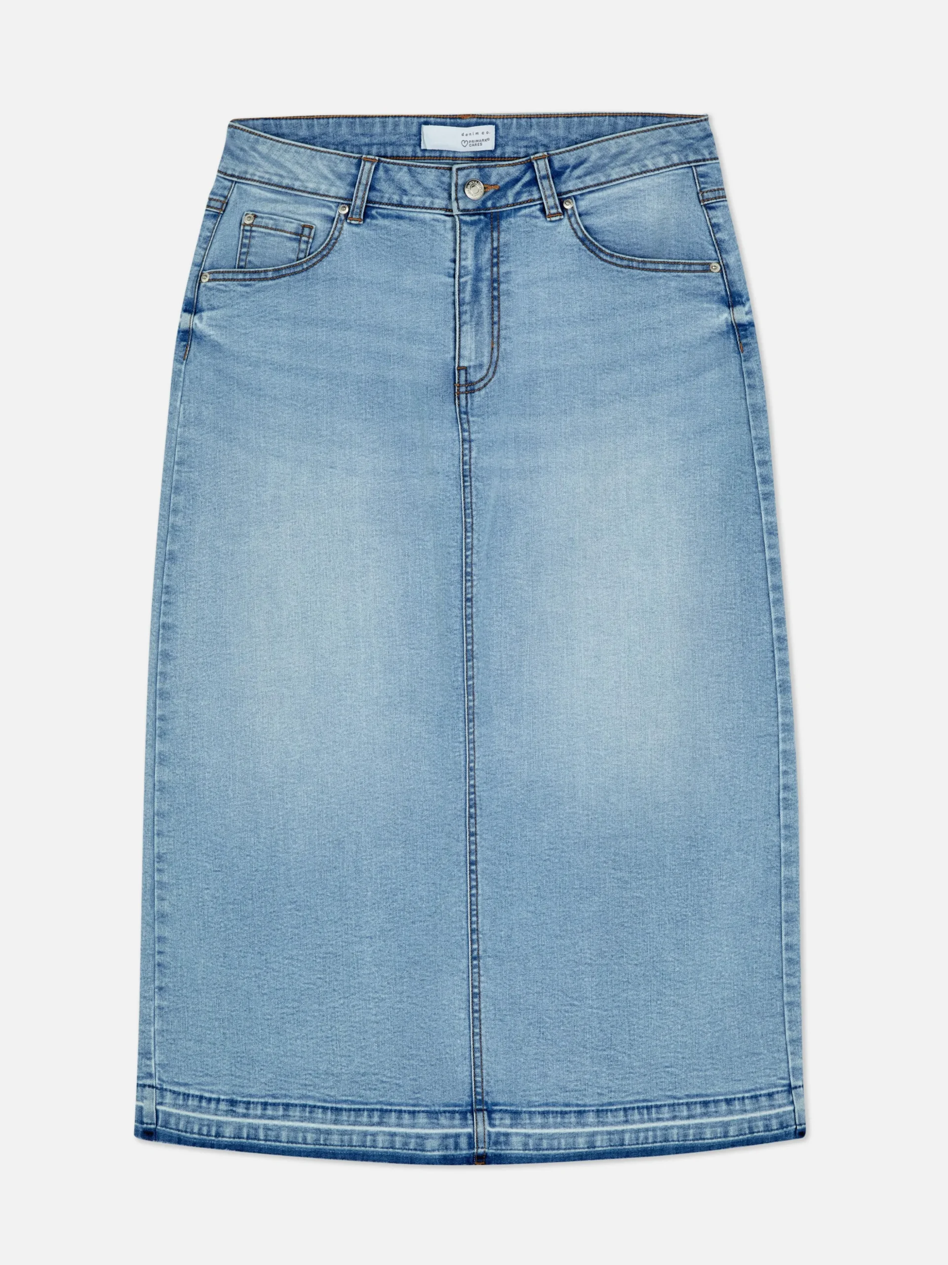 Stretch Denim Midi Skirt