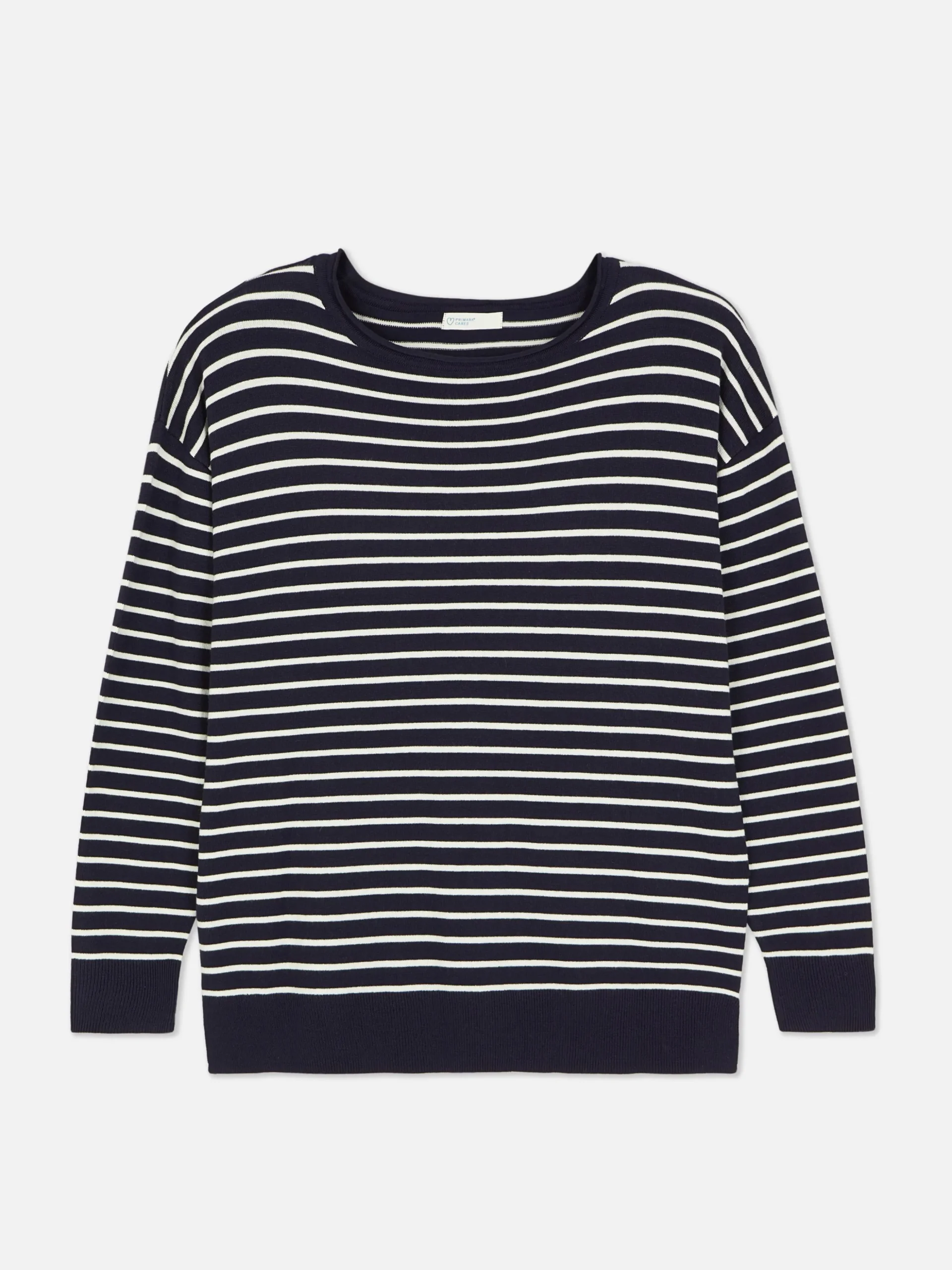 Striped Boat Neck Fine Knit Sweater