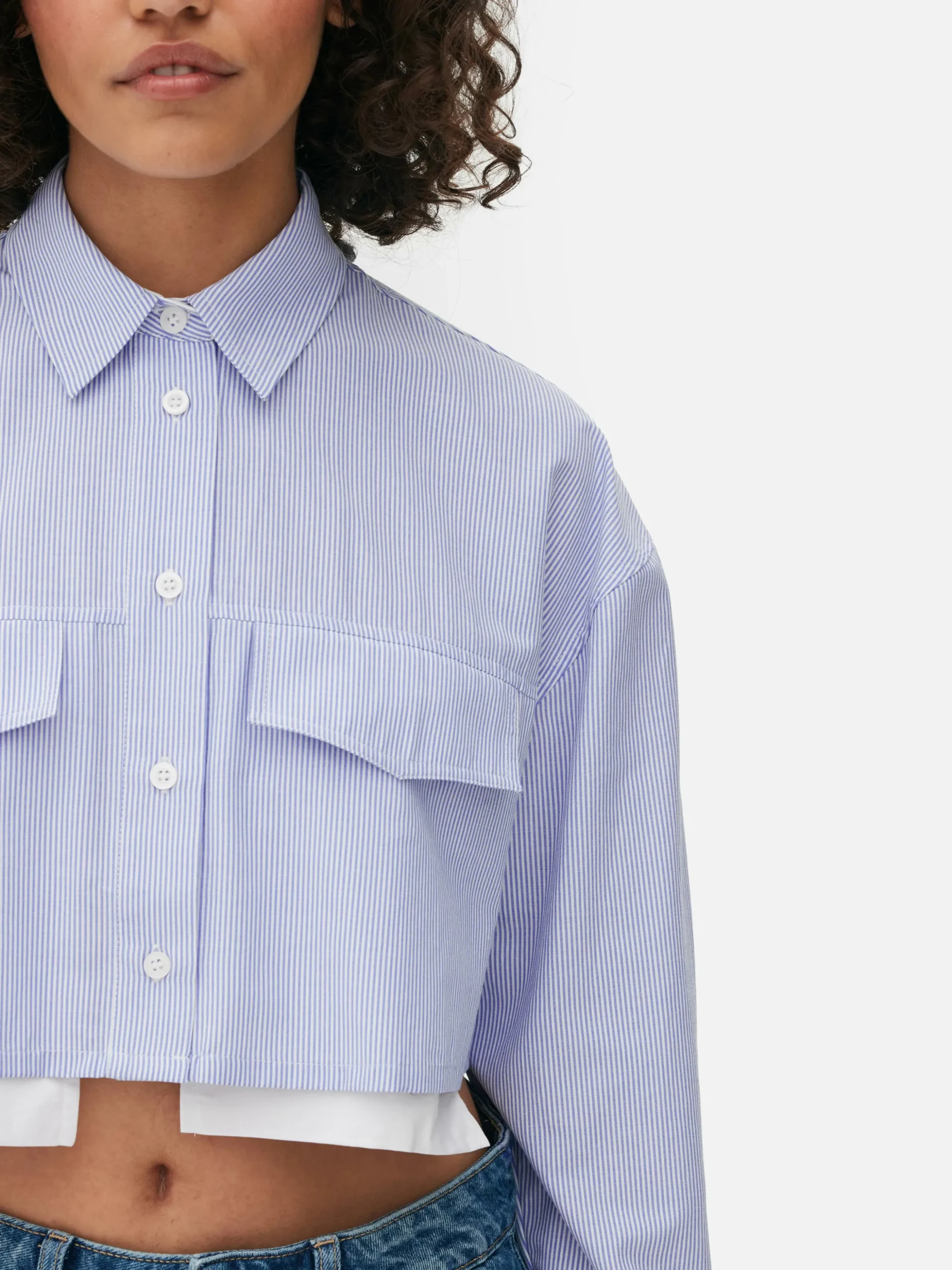 Striped Crop Utility Shirt