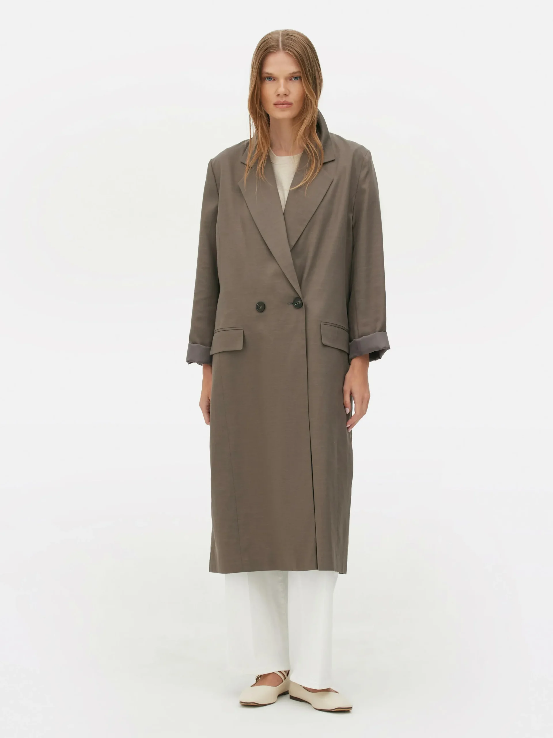 The Edit Double-Breasted Duster Coat