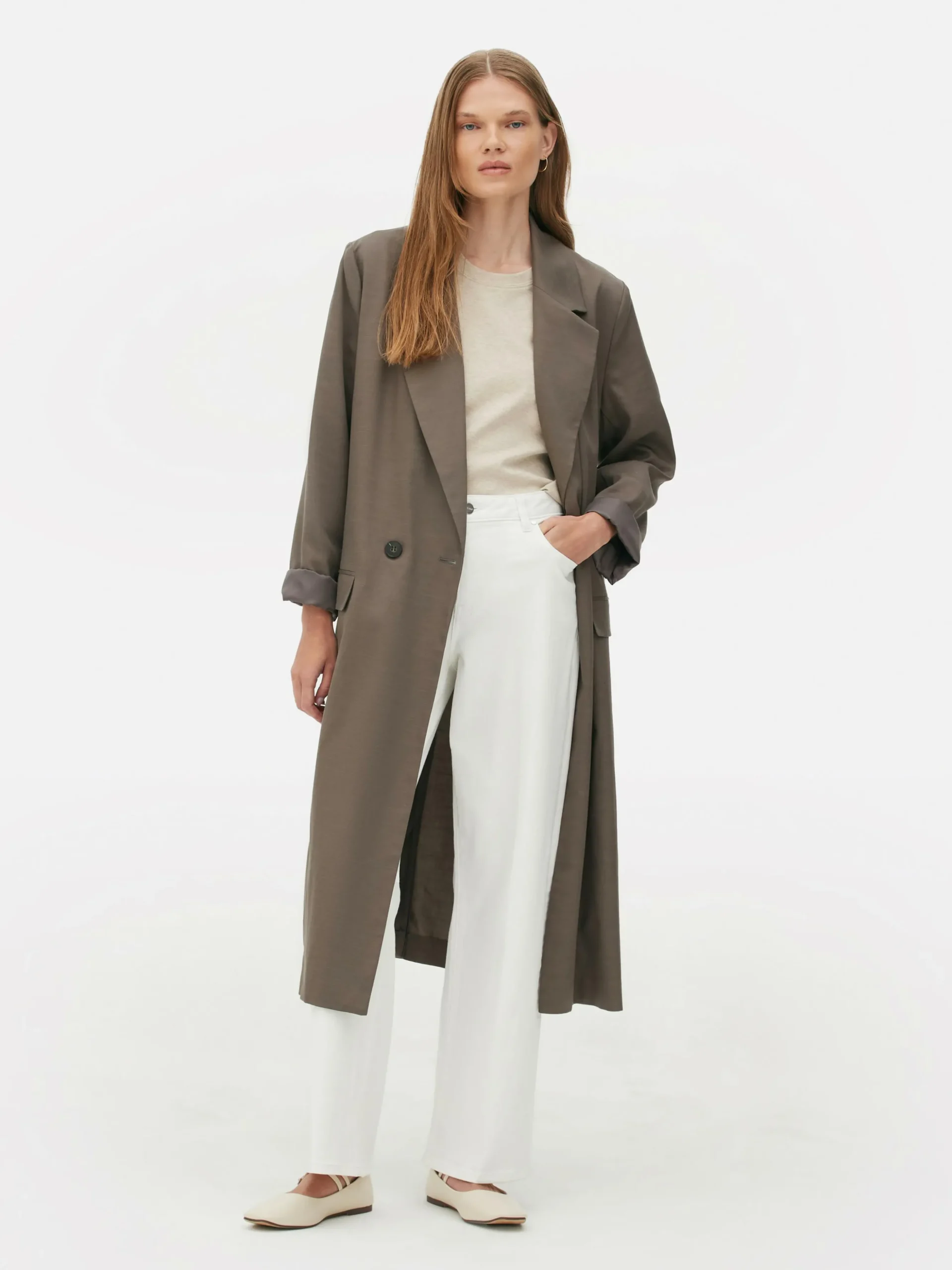 The Edit Double-Breasted Duster Coat