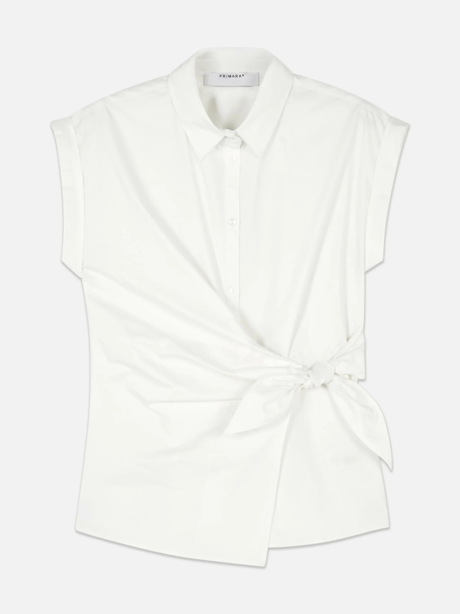 Tie Front Cap Sleeve Shirt