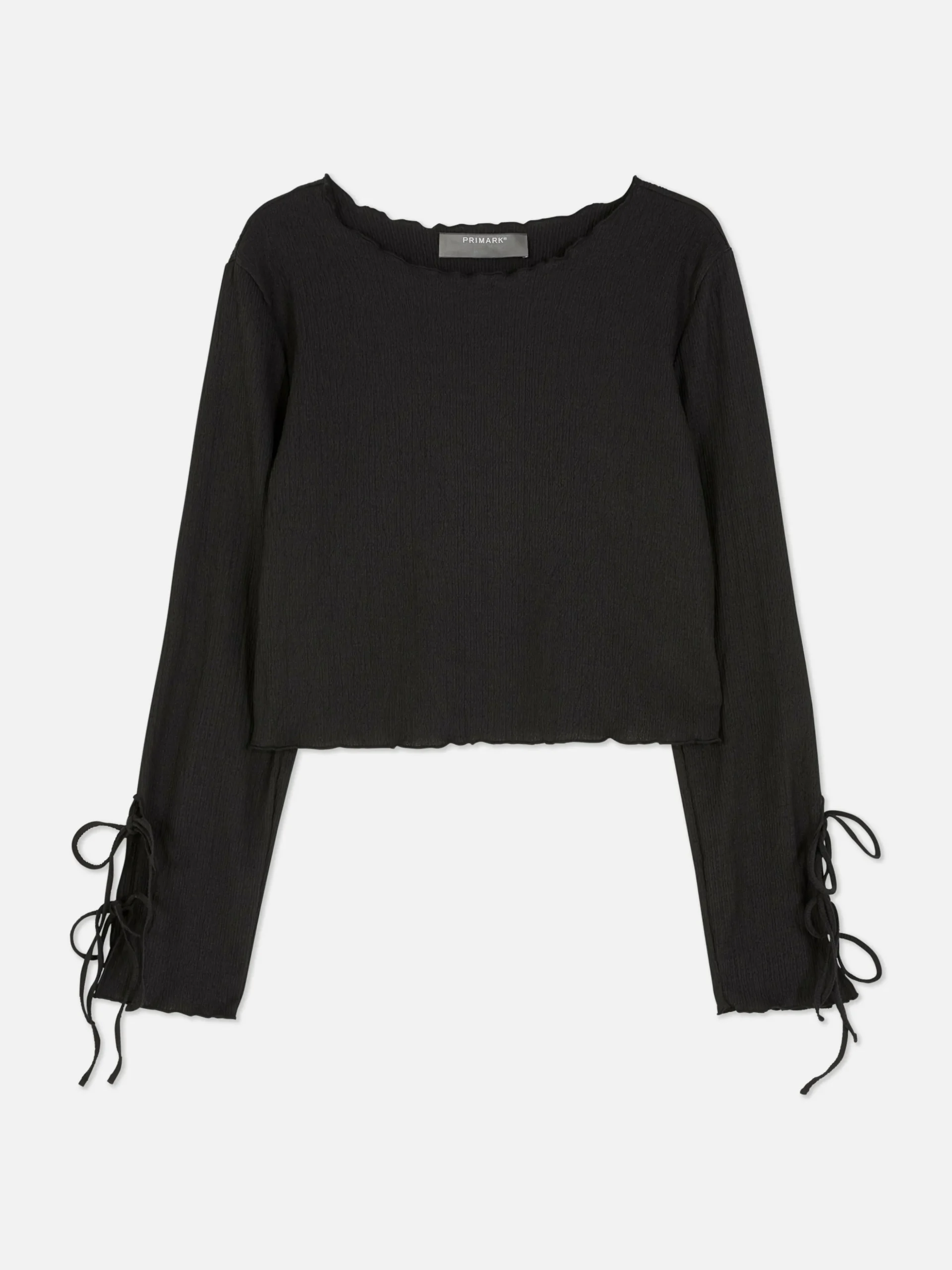 Tie Sleeve Crinkle Top