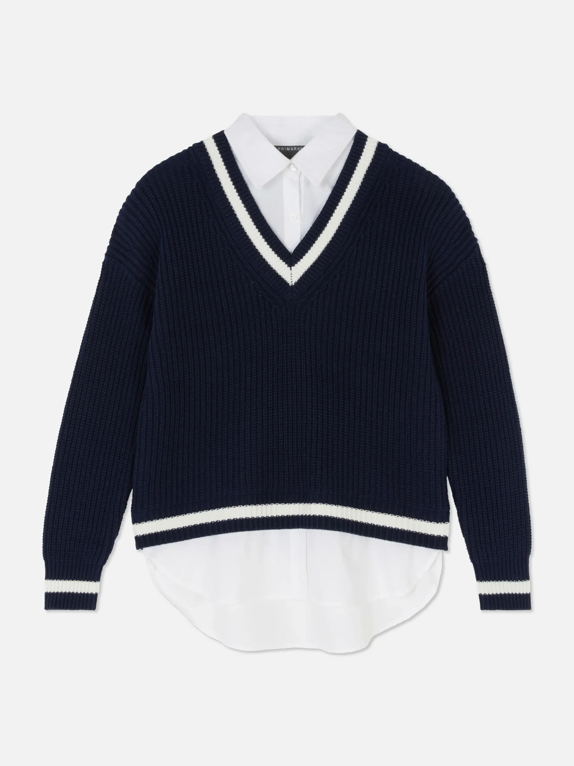 Two-in-One Preppy Pullover And Shirt