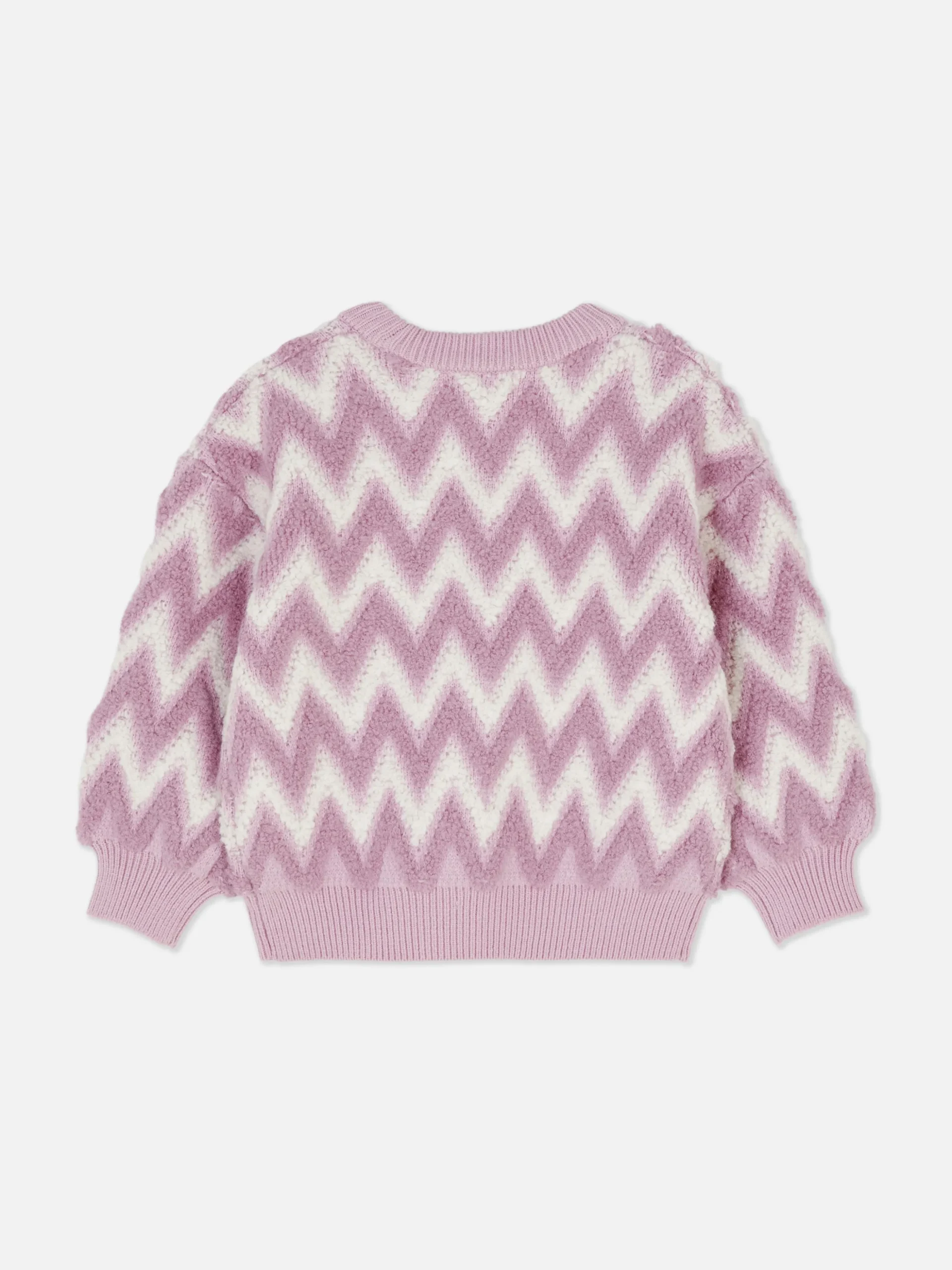 Zig-Zag Pattern Fluffy Knit Sweater