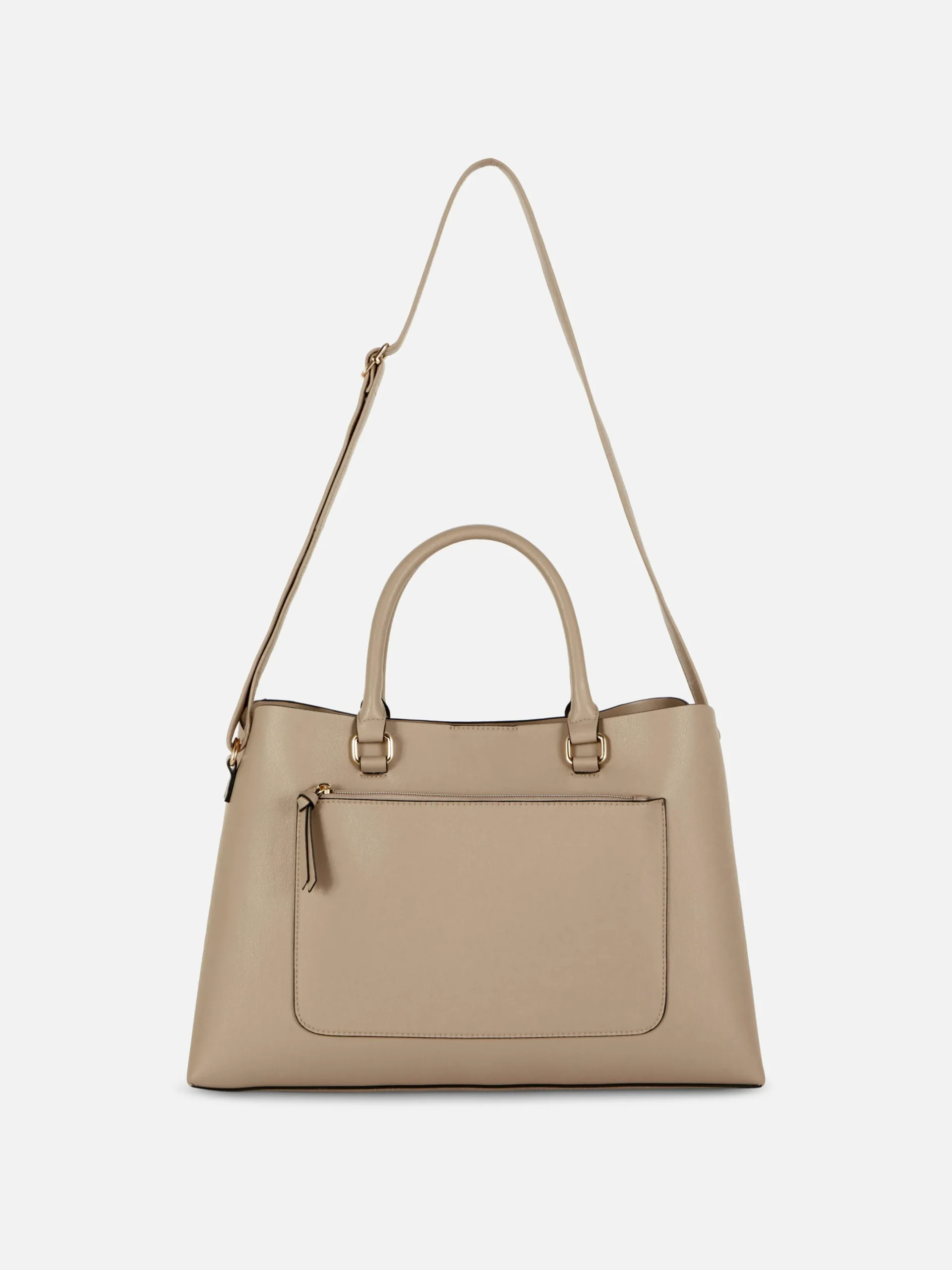 Zip Pocket Faux Leather Tote